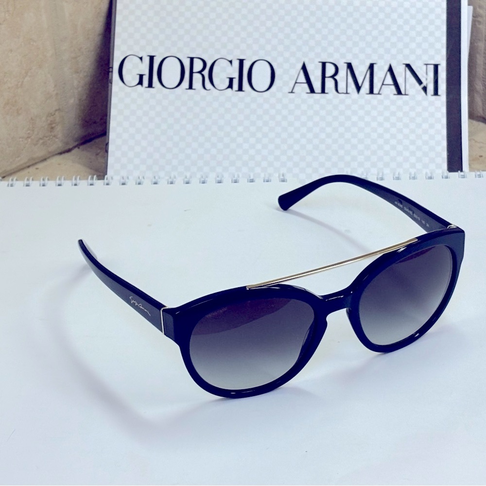 New Giorgio Armani 8086 5543/8G Double Bar Dark Blue Sunglasses. Unisex